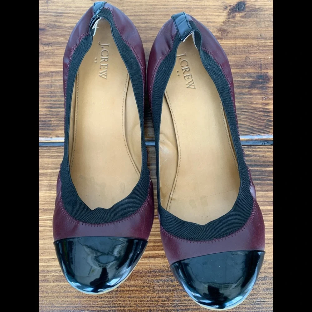 J. Crew Leather Burgundy Ballet Flats Shoes Size 9.5 M​